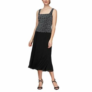 Alex Evenings Teelanges Abendkleid mit Jacke, Schwarz