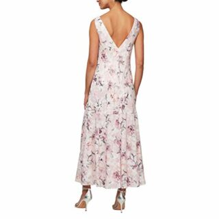 Alex Evenings Teelanges Chiffonkleid mit Schal, Pink