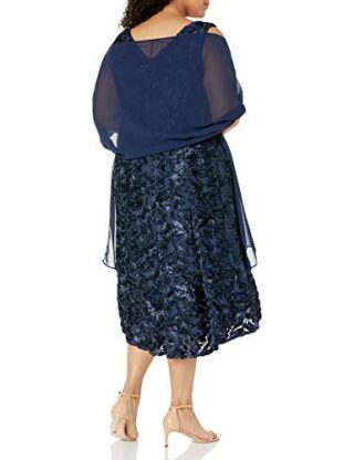 Alex Evenings Teelanges Kleid in Übergröße mit Schal, Blau
