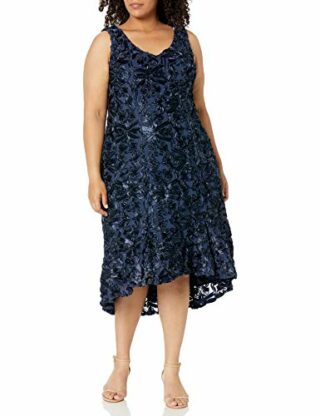 Alex Evenings Teelanges Kleid in Übergröße mit Schal, Blau