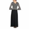 Alex Evenings Teelanges Kleid mit Paillettenmuster, Schwarz