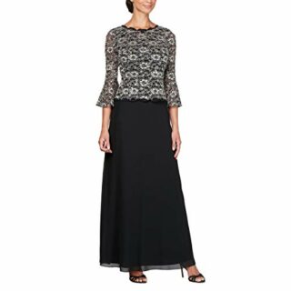 Alex Evenings Teelanges Kleid mit Paillettenmuster, Schwarz