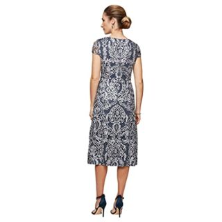 Alex Evenings Teelanges besticktes Kleid mit Flügelärmeln, Blau