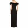 Alex Evenings langes schulterfreies Kleid, Schwarz
