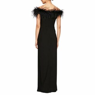 Alex Evenings langes schulterfreies Kleid, Schwarz