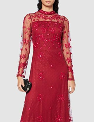 Amelia Rose Althea Spitzenbesticktes Maxikleid, Pink