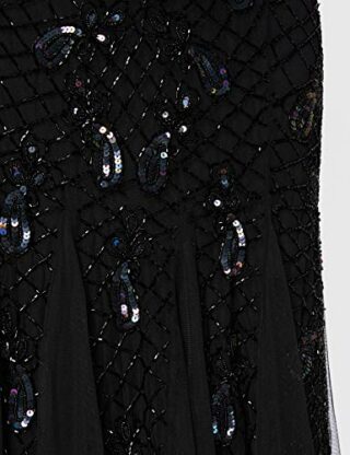 Amelia Rose Astra Verziertes Maxikleid Abendkleid, Schwarz