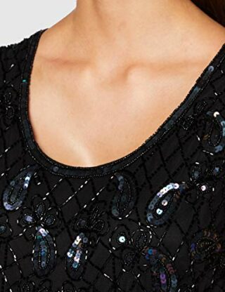 Amelia Rose Astra Verziertes Maxikleid Abendkleid, Schwarz