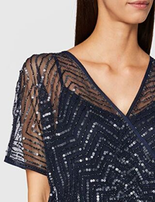 Amelia Rose Daphne Verziertes Maxikleid mit kurzen Ärmeln, Blau
