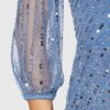 Amelia Rose Grainne Verziertes Midikleid mit langen Ärmeln, Blau