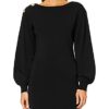 Armani Exchange Lässiges Abendkleid mit langen Puffärmeln, Schwarz