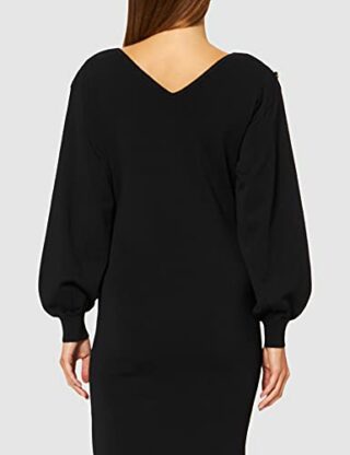 Armani Exchange Lässiges Abendkleid mit langen Puffärmeln, Schwarz
