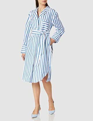 BOSS C Disso Gestreiftes Hemdblusenkleid, Blau