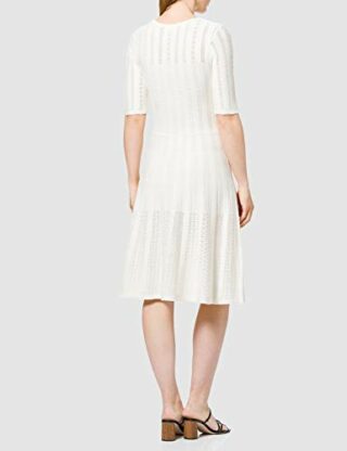 BOSS C Feli Strickkleid mit weitem Ausschnitt, 3/4-Ärmel, Weiß