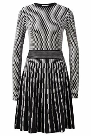 BOSS C Illoran Slim-Fit Strickkleid mit langen Ärmel, Schwarz
