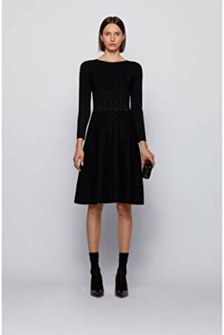 BOSS C_famme Abendkleid gepunktet, Schwarz
