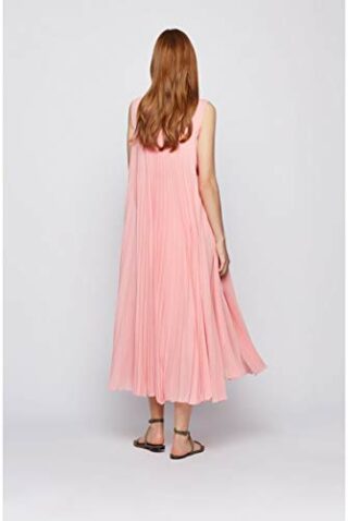 BOSS Deplissa Midikleid aus recyceltem Plissee-Chiffon, Pink