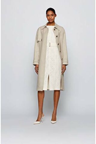 BOSS Dergitala Etuikleid aus Spitze mit kurzen Ärmeln, Beige