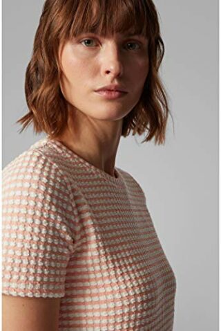 BOSS Desamuel Strickkleid gestreift, Orange