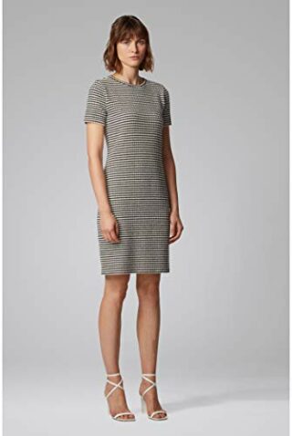 BOSS Desamuel Strickkleid gestreift, Schwarz