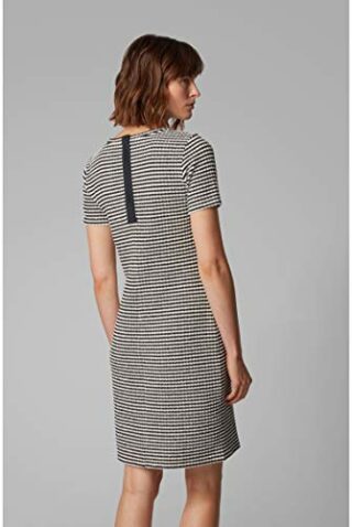 BOSS Desamuel Strickkleid gestreift, Schwarz