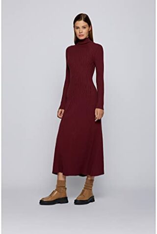 BOSS Ferne Langes Strickkleid, Rot