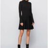 BOSS Fien Schmales, ausgestelltes Strickkleid, Schwarz