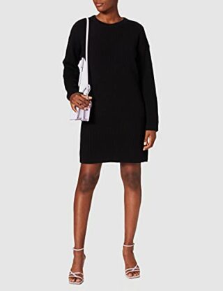 BOSS Itarisa kurzes Strickkleid, Langarm, Schwarz