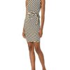 Bailey 44 Mandrill Gestreiftes Kleid mit Bindedetails, Weiß