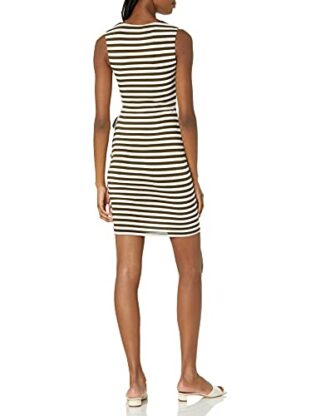 Bailey 44 Mandrill Gestreiftes Kleid mit Bindedetails, Weiß