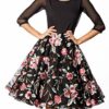 Belsira Premium Vintage-Swingkleid Mini-Kleid, Schwarz