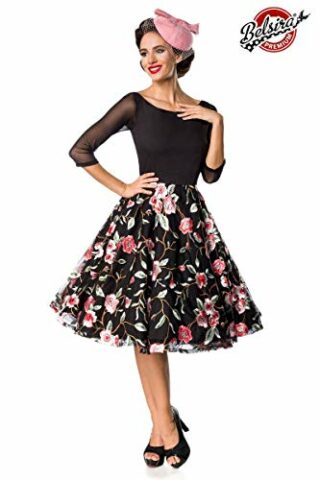 Belsira Premium Vintage-Swingkleid Mini-Kleid, Schwarz