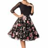 Belsira Premium Vintage-Swingkleid Mini-Kleid, Schwarz