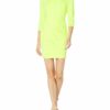 Black Halo Body Con Mini Kleid, Gelb
