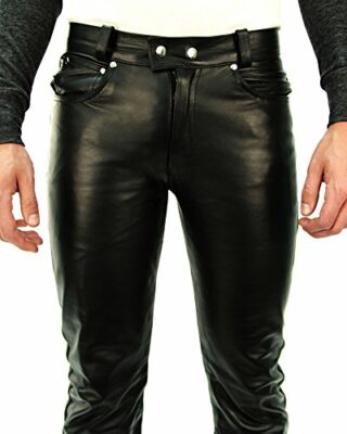 Bockle 1970 Bootcut Lederhose, Schwarz