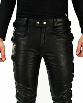 Bockle 1991 Schnürlederhose, Schwarz