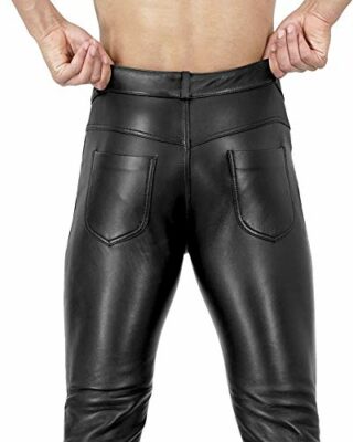 Bockle 1991 Stretch Lederjeans Lederhose, Schwarz