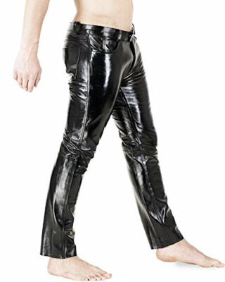 Bockle Russian Leather Boy Lederhose Herren, Schwarz