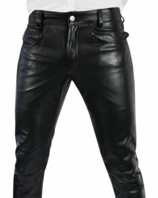 Bockle Skinny Lamb Lederhose, Schwarz