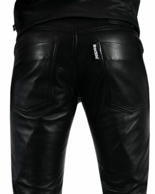 Bockle Skinny Lamb Lederhose, Schwarz