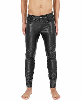 Bockle Tube Aniline Zip Lederhose, Schwarz