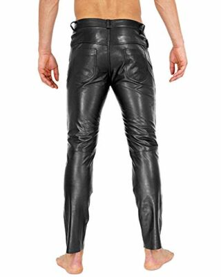Bockle Tube Aniline Zip Lederhose, Schwarz