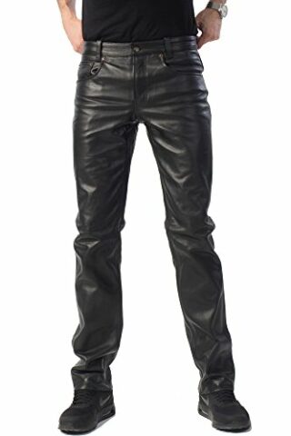 Bohmberg Herren Lederhose, Lederjeans, Schwarz
