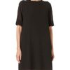 CINQUE CISILVA Ausgestelltes Kleid aus Crépe Chiffon, Schwarz