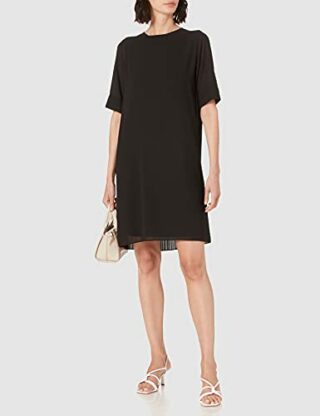 CINQUE CISILVA Ausgestelltes Kleid aus Crépe Chiffon, Schwarz