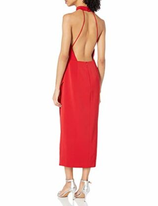 C/MEO COLLECTIVE Caliber Neckholder-Midikleid mit drapiertem Vorderteil, Rot