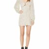 C/MEO COLLECTIVE Lustre Pailletten-Minikleid Langarm, Beige