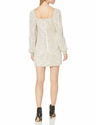 C/MEO COLLECTIVE Lustre Pailletten-Minikleid Langarm, Beige