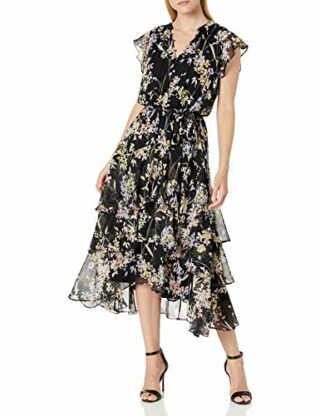 Calvin Klein Ärmelloses Abendkleid, Getupft, Schwarz