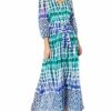 Calvin Klein Chiffon-Maxikleid mit Dreiviertelärmeln, Bunt